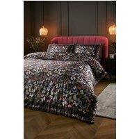 Soiree 'Papillon' Butterfly Print Velvet Duvet Cover Set in Charcoal | Size: Super King