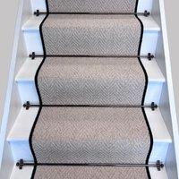 RainbowHome Herringbone Keswick Cream Fleck Stair Runner with 100% Wool Edge in Beige | Size: 65 cm x 600 cm