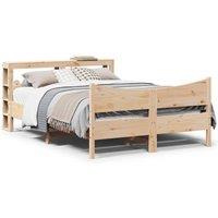 Berkfield Home Bed Frame with Headboard 160x200 cm Solid Wood Pine in Brown