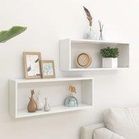 Berkfield Home Wall Cube Shelf 2 pcs White 60x15x23 cm Engineered Wood | Size: 60 x 15 x 23 cm
