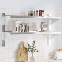 Berkfield Home 2-Tier Wall Shelf 100x40x60 cm Silver Stainless Steel | Size: 100 x 40 x 60 cm