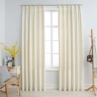 Berkfield Home Blackout Curtains 2 pcs with Hooks Velvet Cream 140x225 cm