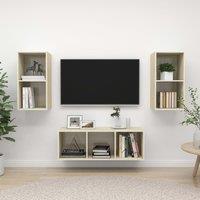 Berkfield Home 3 Piece TV Cabinet Set Sonoma Oak Engineered Wood in Brown