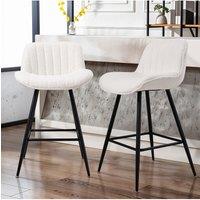 2PCS Sherpa Fleece Upholstered Bar Stools