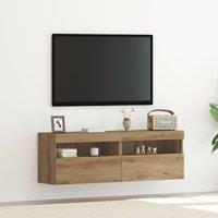Berkfield Home TV Wall Cabinets with LED Lights 2 pcs Artisan Oak 60x30x40 cm in Brown | Size: 60 x 30 x 40 cm