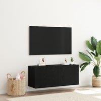 Berkfield Home TV Wall Cabinet Black Oak 100x30x41 cm Engineered Wood | Size: 100 x 30 x 41 cm
