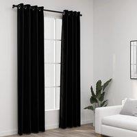 Berkfield Home Linen-Look Blackout Curtains with Grommets 2pcs Black 140x225cm | Size: 140x225 cm