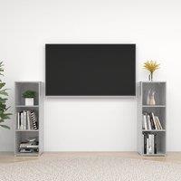 Berkfield Home TV Cabinets 2 pcs Concrete Grey 107x35x37 cm Engineered Wood | Size: 107 x 35 x 37 cm