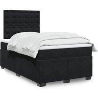 Box Spring Bed with Mattress Black 120x190 cm Small Double Velvet