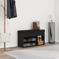 Berkfield Home Storage Bench Black Oak 80x30x45 cm Engineered Wood | Size: 80 x 30 x 45 cm