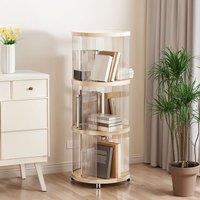 360-Degree Plastic Rotating Bookshelf Movable Spinning Bookcase