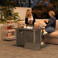 OUTSUNNY Propane Gas Fire Pit Table with Cover, 50, 000 BTU, Dark Grey