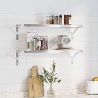 Berkfield Home Wall Shelves 2 pcs 75x23.5x3 cm Silver Stainless Steel