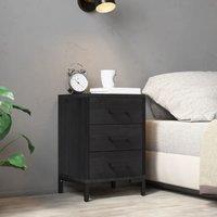 Berkfield Home Bedside Cabinet Black 36x30x54 cm Solid Pinewood | Size: 36 x 30 x 54 cm