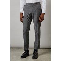 Burton Men's Mid Grey Tonal Check Slim Fit Suit Trousers | Size: 30R