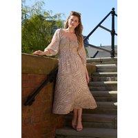 Lily and Lionel Women's Lauren Shirred Bodice Banana Print Maxi Dress In Ecru in Nude | Size: 10