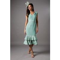 Coast Women's Satin Back Crepe Dress With Peplum in Sage | Size: 12