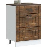 Berkfield Home Kitchen Base Cabinet Lucca Smoked Oak Engineered Wood in Brown