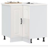 Berkfield Home Kitchen Corner Base Cabinet Kalmar High Gloss White Engineered Wood