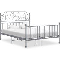 Bed Frame Grey Metal 140x200 cm