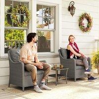 OUTSUNNY 2 Pieces Rattan Garden Chairs, Cushioned Rattan Chairs, Dark Grey | Size: 2 Pack