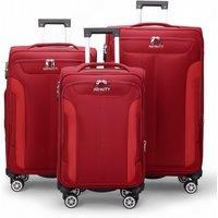 Infinity Leather Expandable Soft Shell Suitcase 8 Wheel Luggage Travel Light Carry On Cabin Bag in Red | Size: Medium