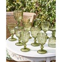 Dibor Set of 12 Vintage Luxury Spring Summer Green Wine Goblets Wedding Gift Drinking Glass 350ml | Size: 12 Pack