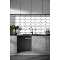 H&O Direct 10Pcs White Waterproof Heat Resistant Rectangular Wall Stickers with Navy Blue Frame