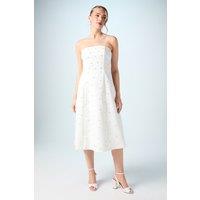 Coast Women's Hotfix Diamante Bandeau Midi Wedding Dress in Ivory | Size: 14