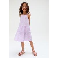 Raffya Girl's Camilla Tiered Lace Insert Dress In Purple | Size: 7 Years