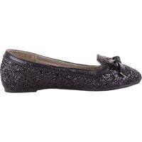 ABSOLUTE FOOTWEAR Girl's Childrens Kids Easy Slip On Glitter Bow Design Ballerina Pumps in Black | Size: Infant 13