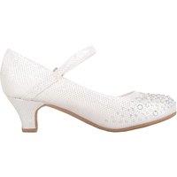 ABSOLUTE FOOTWEAR Girl's Childrens Kids Glitter Sparkly Diamante Party Pagent Heeled Shoes in White | Size: Infant 11
