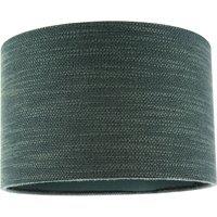 Happy Homewares Designer Bobbled & Textured Linen Fabric Round Drum Lamp Shade in Dark Green | Size: 12 inches