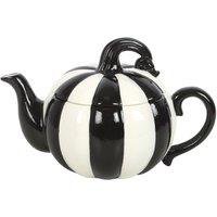 Something Different Strange & Unusual Striped Pumpkin Teapot in Black