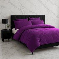 Snug City Teddy Bear Fleece Soft Cosy Duvet Cover + Pillow Case Set in Purple | Size: Super King