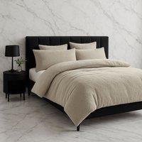 Snug City Teddy Bear Fleece Soft Cosy Duvet Cover + Pillow Case Set in Beige | Size: King