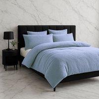 Snug City Teddy Bear Fleece Soft Cosy Duvet Cover + Pillow Case Set in Blue | Size: Double