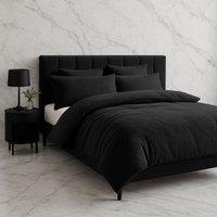 Snug City Teddy Bear Fleece Soft Cosy Duvet Cover + Pillow Case Set in Black | Size: Super King