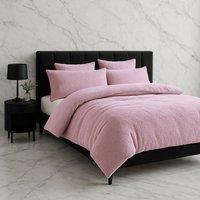 Snug City Teddy Bear Fleece Soft Cosy Duvet Cover + Pillow Case Set in Pink | Size: King