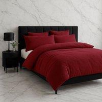 Snug City Teddy Bear Fleece Soft Cosy Duvet Cover + Pillow Case Set in Red | Size: King