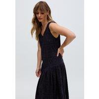 Raffya Women's Squire All Over Cut Work Drop Waist Midi Dress In Black | Size: 14