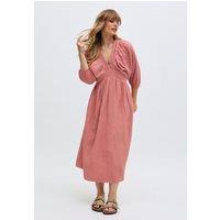 Raffya Women's Soipoi Ruched V-neck Midi Dress In Pink | Size: 16