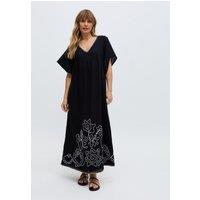 Raffya Women's Candy Tabard Embroidered Hem Midi Dress In Black | Size: 12