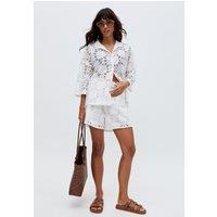 Raffya Women's Shelli All Over Broderie Anglaise Shirt In White in Ecru | Size: 10