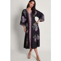 Monsoon Women's Kaya Embroidered Dress Black | Size: 12