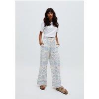 Raffya Women's Cherice Wide Leg All Over Embroidered Trouser In White | Size: 14