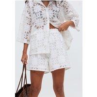 Raffya Women's Shelli All Over Broderie Anglaise Short In White | Size: 12