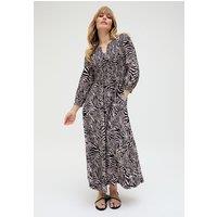 Raffya Women's Paulina Shirred Bodice Zebra Print Maxi Dress In Black | Size: 8