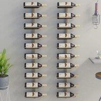 Berkfield Home Wall-mounted Wine Rack for 10 Bottles 2 pcs Gold Metal