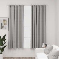 Berkfield Home Linen-Look Blackout Curtains with Hooks 2 pcs Grey 140x175 cm